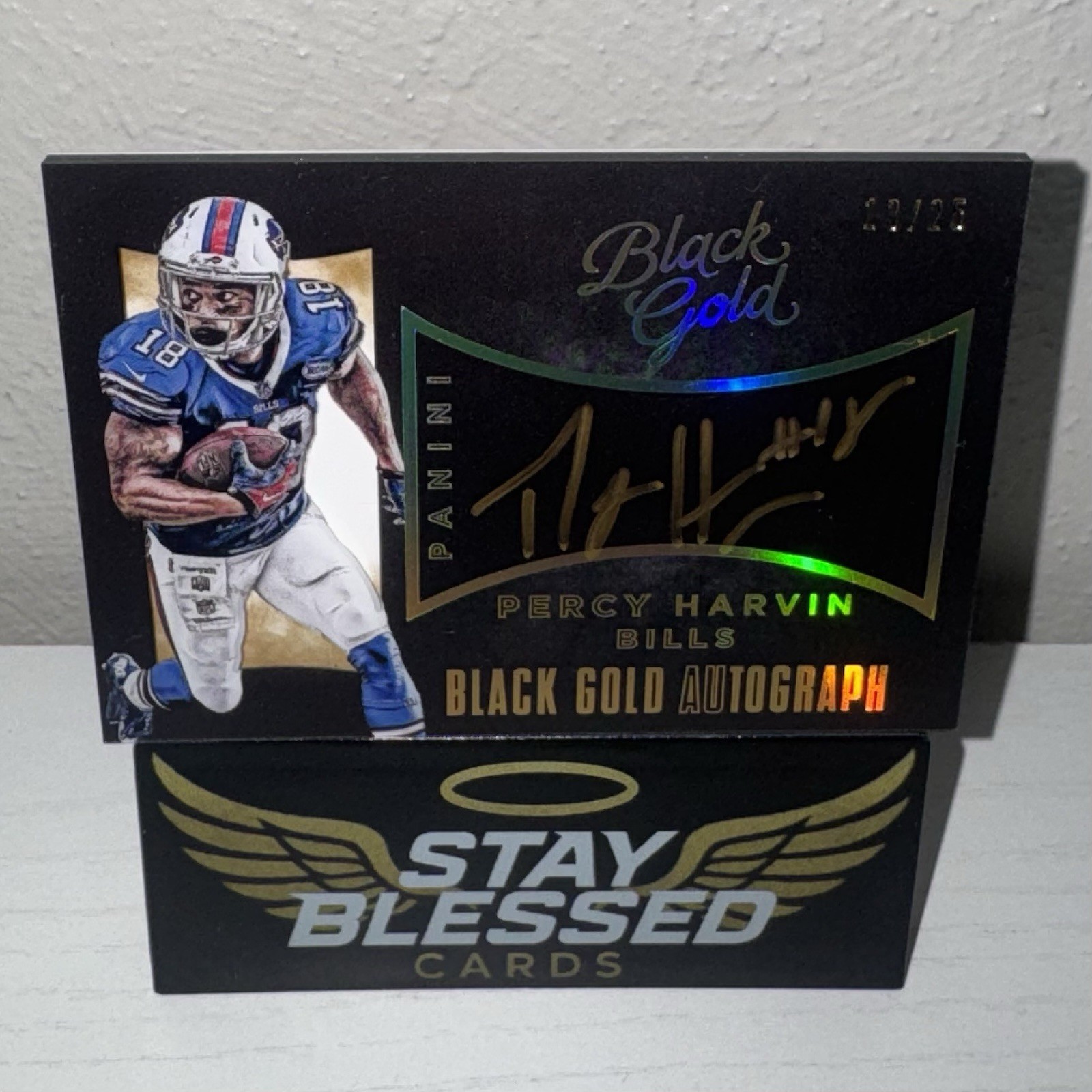 2015 Panini Black Gold #BGA-PH Percy Harvin On Card Gold Auto Shadow SP (AU) /25