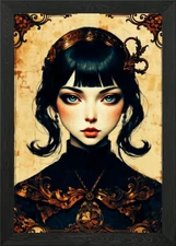 Portrait of a Woman with Ornamentat Framed Wall Art Poster Canvas Print Picture