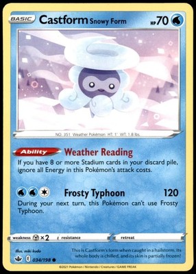Pokemon Castform Snowy Form Chilling Reign 034/198 C NM