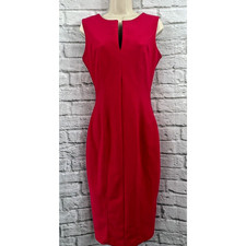 Diva Catwalk Bodycon Pencil Dress Bright Pink Full Back Zip Size L Barbiecore