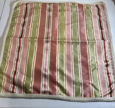 Custom Silk Taffeta Candy Striped Euro Pillow Sham 24”x 24” Corded Gorgeous