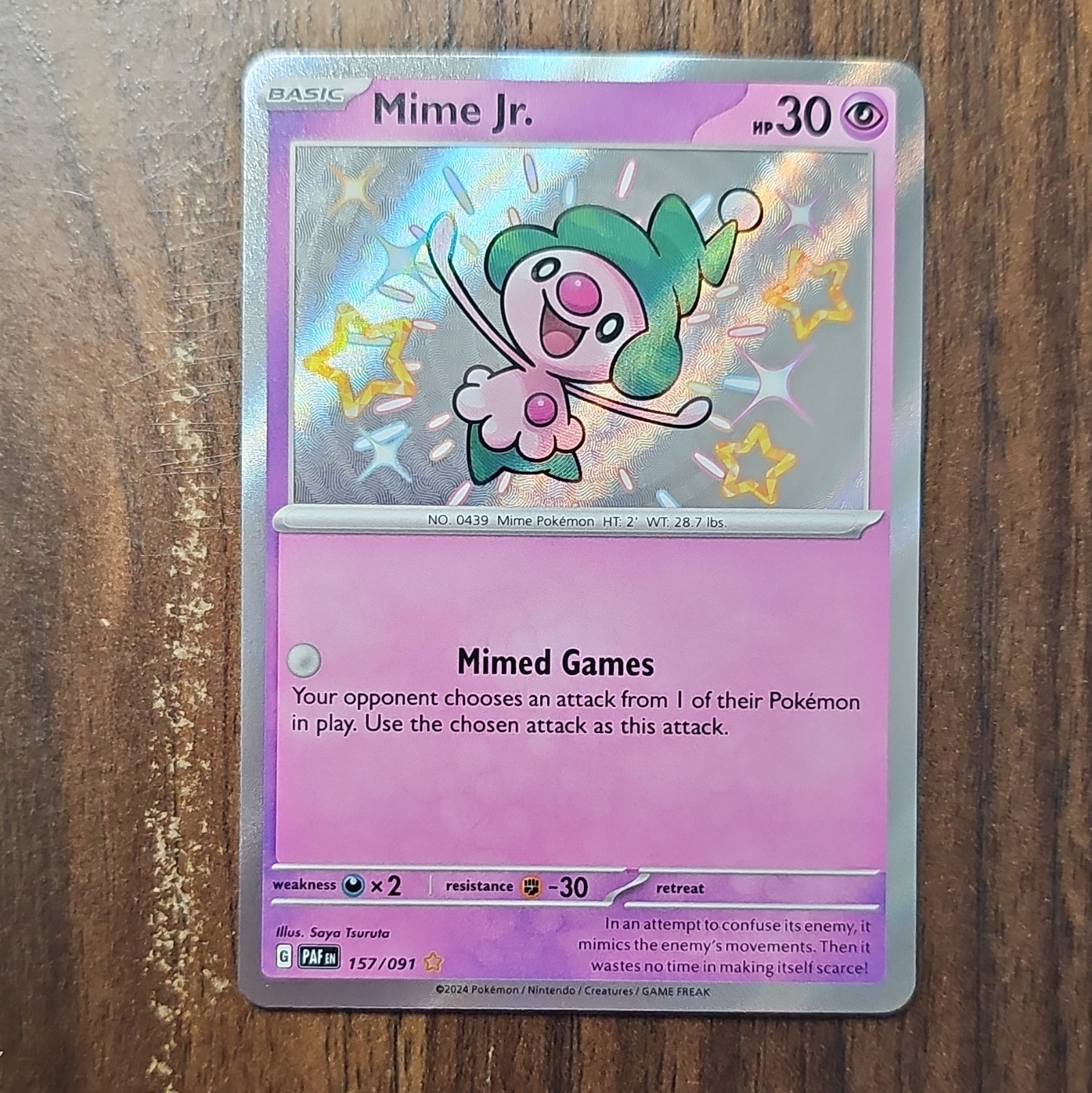 The Pokémon Company Mime Jr. SV Paldean Fates Shiny Rare Holo EN 157/091 2024