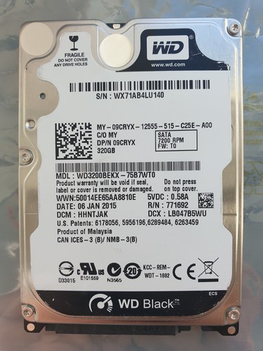 Western Digital 320GB WD3200BEKX-75B7WT0 2,5" SATA FESTPLATTE WD - DCM: HHNTJAK