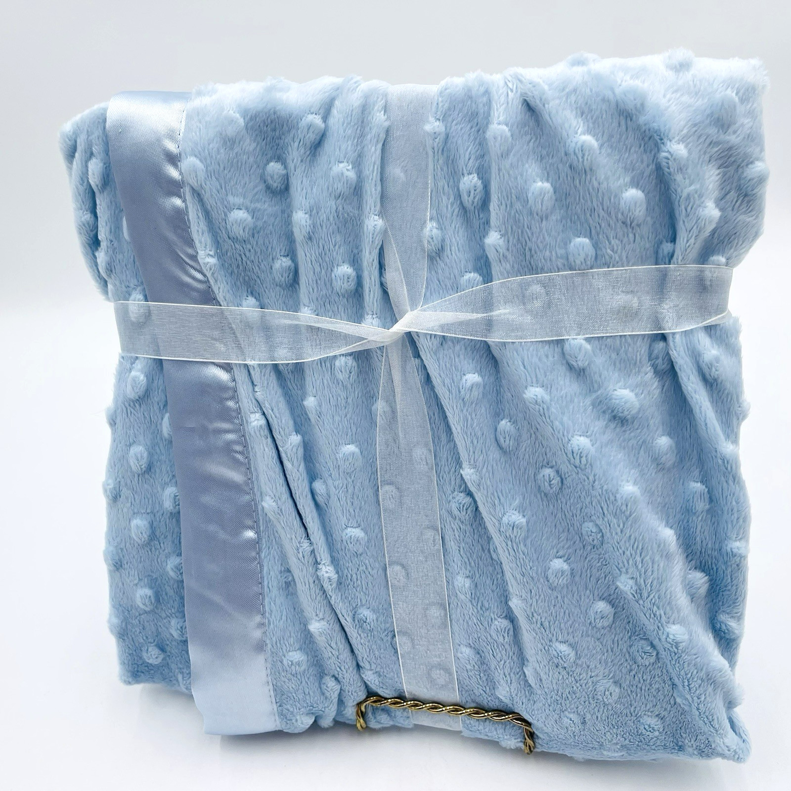 Baby Gear Baby Blanket Minky Satin Trim Blue