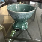 Brush-McCoy Drip Glaze Pedestial Planter 812 Dark Aqua Green Cool