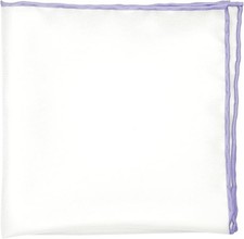 100 Silk Pocket Square for Men White Ivory with Lavender Hand-Rolled Edge