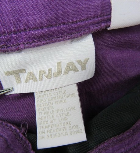 TanJay Pants Women Size 14 CROPPED Purple with Rhinestone Decor on Pockets - Picture 4 of 9