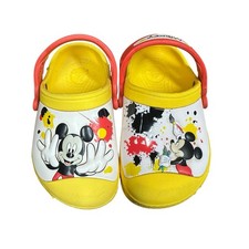 Disney Mickey Mouse Painting Splat Clogs Yellow Red Crocs Shoes Toddler 6-7