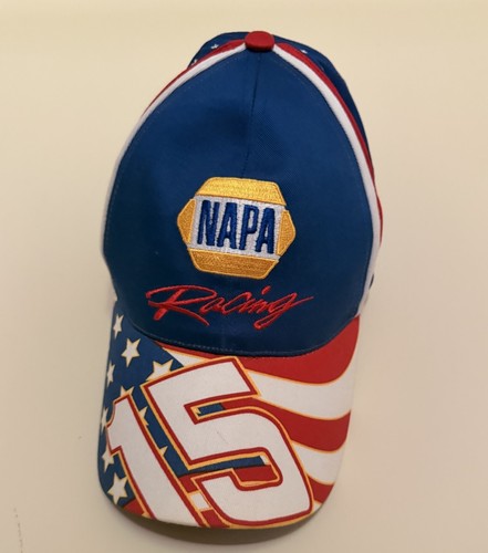 Vintage NAPA Racing #15 Hat Cap US Flag Stars Stripes NASCAR 100% Cotton