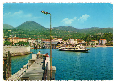 Intra - Lake Maggiore lake view with boat and pier - Verbania - ITALY 1964