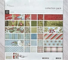 Basic Grey Dasher 12x12 cardstock collection with alpha & tags Christmas Winter