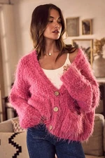 SO ME Soft Touch Hairy Loose Fit Cozy Sweater Cardigan
