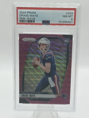 2024 Prizm Drake Maye Pink Wave RC PSA 8