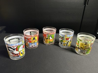 5x Looney Tunes Gläser Vintage 90er | Warner Bros Sammelgläser Bugs Bunny Retro