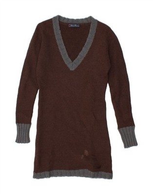 CONTE OF FLORENCE Damen Langarm Pullover Kleid UK 12 Mittelbraun Wolle VJ02
