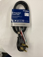 WHIRLPOOL PT400L Four Wire 10 AWG 4 Wire 30-Amp Dryer Power Cord 4 Ft