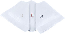 Initial Handkerchief for Men, Monogrammed Boxed 3 Piece Set,100 Cotton