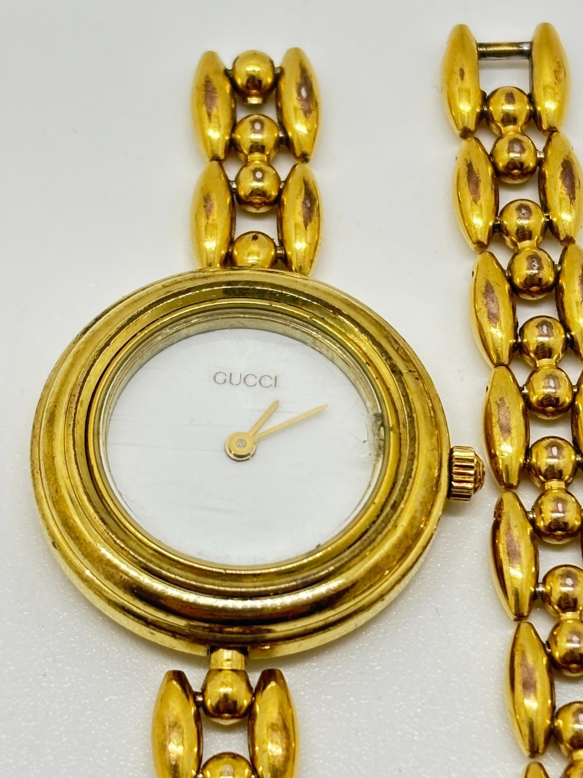 Gucci 11/12.2 Women's Gold Plated Bezel White Dial Watch