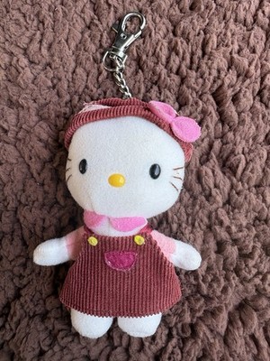 Rare!!! 2003 Nakajima Hello Kitty Burgundy Dress and hat Keychain Plush Sanrio