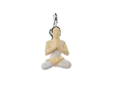 Yoga Woman Lotus Position Charm Miniblings Buddhism Meditation Ceramic