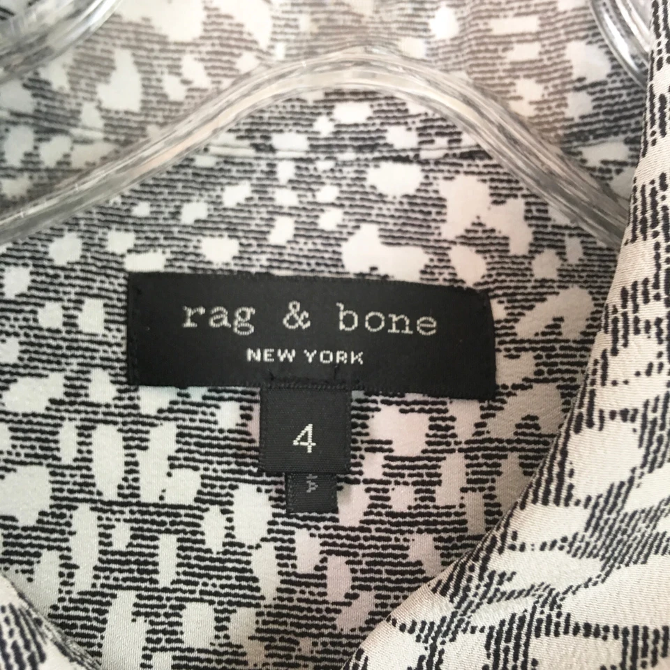 Vestido Karen Rag and Bone XS de seda envolvente midi gris mancha negra para mujer Foto 4 de 4