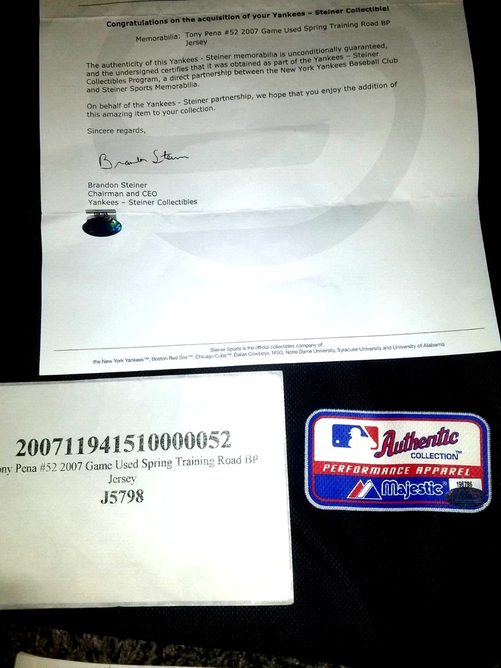 Camiseta 2007 Tony Pena #52 Jogo Usado Spring Training Road BP Faça uma Oferta - Imagem 3 de 4