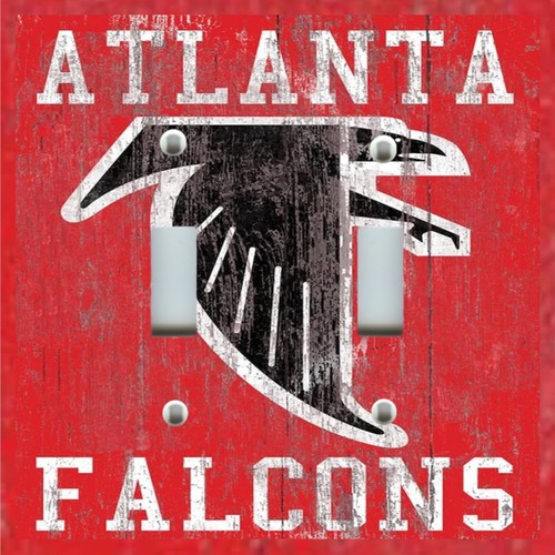 Atlanta Falcons NFL Football Red Black Distressed Image Light Switch Plate Cover - Imagen 2 de 31