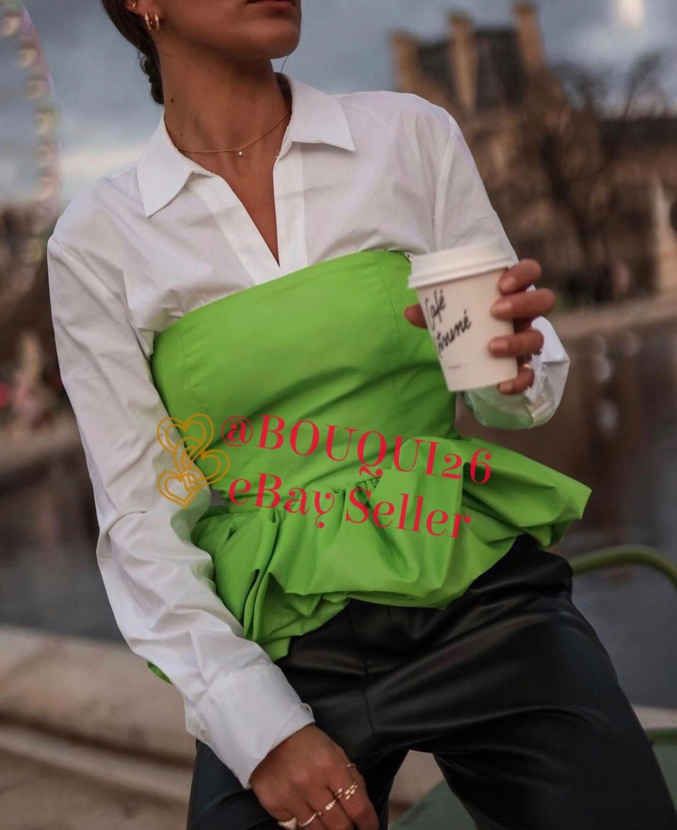 ZARA NEW WOMAN LIMITED EDITION VOLUMINOUS TOP NEON GREEN SIZE:XS-L