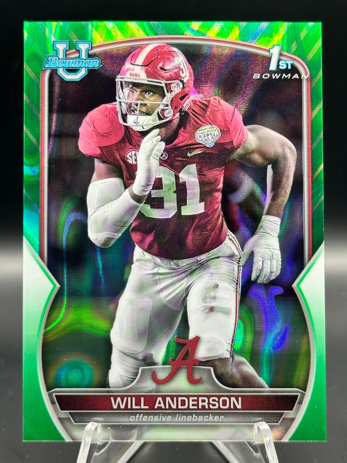 Will Anderson 2022 Bowman University Chrome - Green Refractor #52 (RC) /99