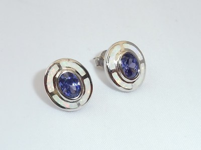 Damen Art Deco Ohrringe Sterling 925 Feinsilber Opal & Tansanit Ziel Design