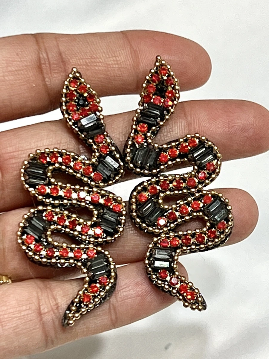 Snake Earrings Serpent Reptile Seed Beaded Felt Back 3