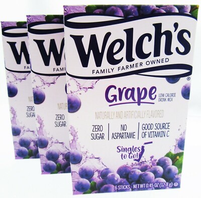 Welch's Grape ~ 18 Packets ~ Low Calorie ~ Zero Sugar -  Drink Mix ~ FAST SHIP