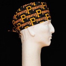 MLB Pittsburgh Pirates Logo All Over on Black Theme Scrub Hat
