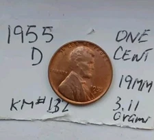 1955-D LINCOLN WHEAT CENT GEM BU FROM ORIGINAL ROLL FREE & FAST SHIPPING #392