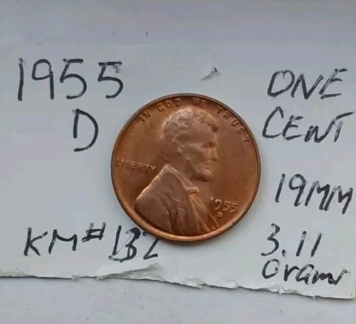 1955-D LINCOLN WHEAT CENT GEM BU FROM ORIGINAL ROLL FREE & FAST SHIPPING #392