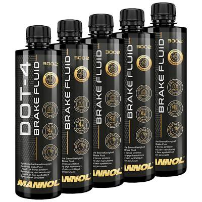 MANNOL Bremsflüssigkeit DOT4 J 1703 5x 450 ml für Aprilia ATU Keeway MBK Vespa