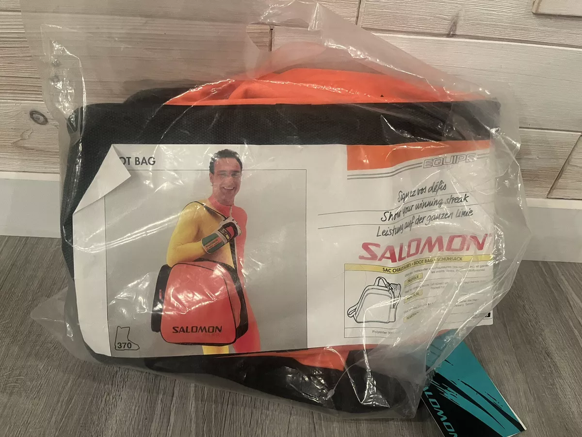 NOS 90s VINTAGE SALOMON NEON ORANGE SNOW BOOT ZIP UP CARRY BAG