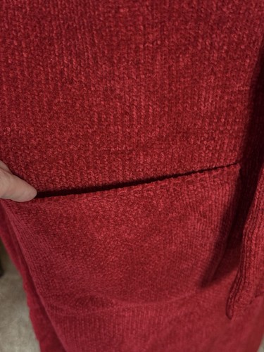 Denim & Co Button Front Cardigan Duster Sweater With Hood - Red (Size 1X) - Picture 17 of 22