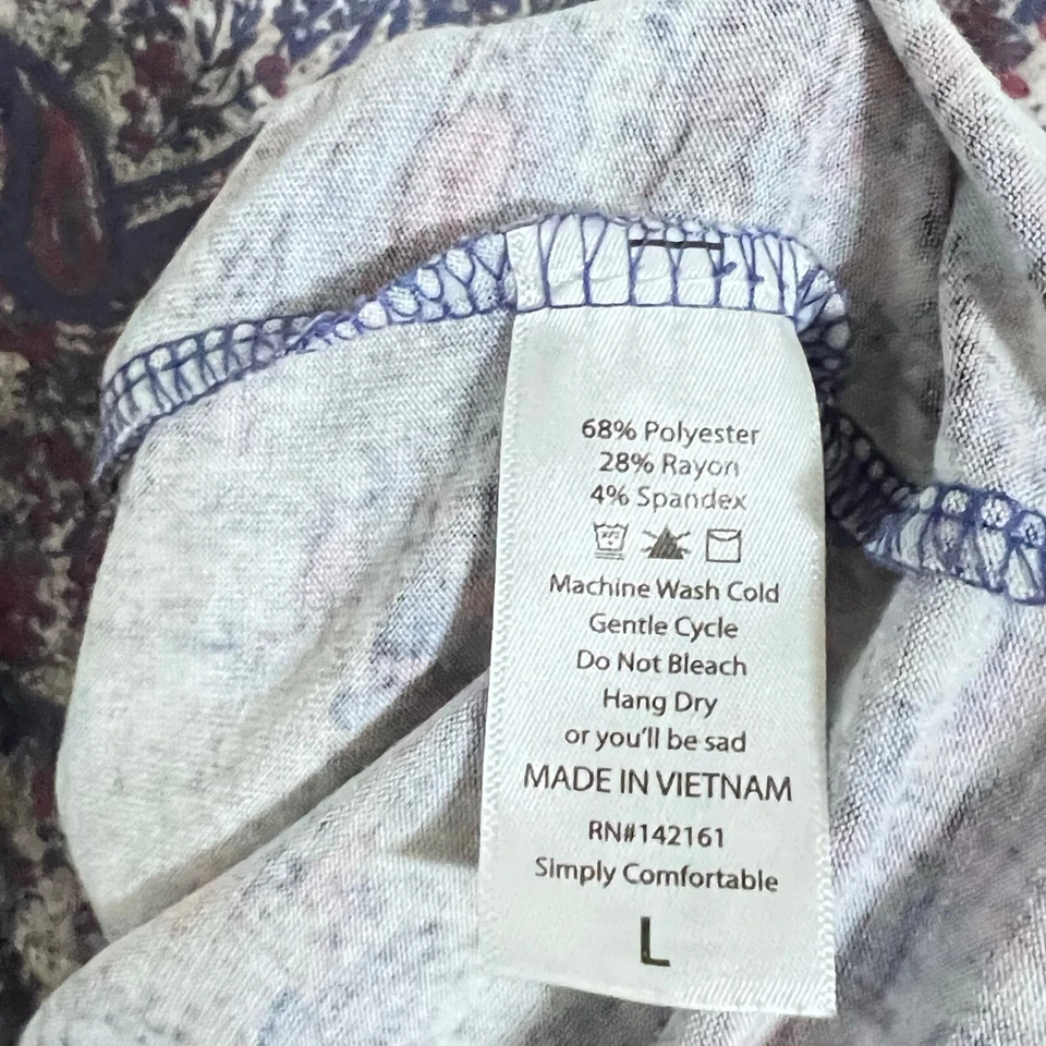 Lularoe Womens Tunic T-Shirt Size L Grey Paisley Print Rayon Blend Scoop Neck - Image 4 of 4