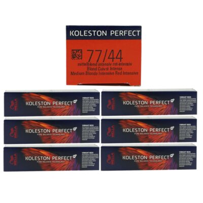 Wella Koleston Vibrant Reds 6 x 60 ml 77/44 mittelblond intensiv rot intensiv Se