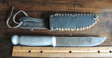 CUSTOM Aluminum Grip BOWIE KNIFE W/ HANDMADE LEATHER SHEATH UNBRANDED