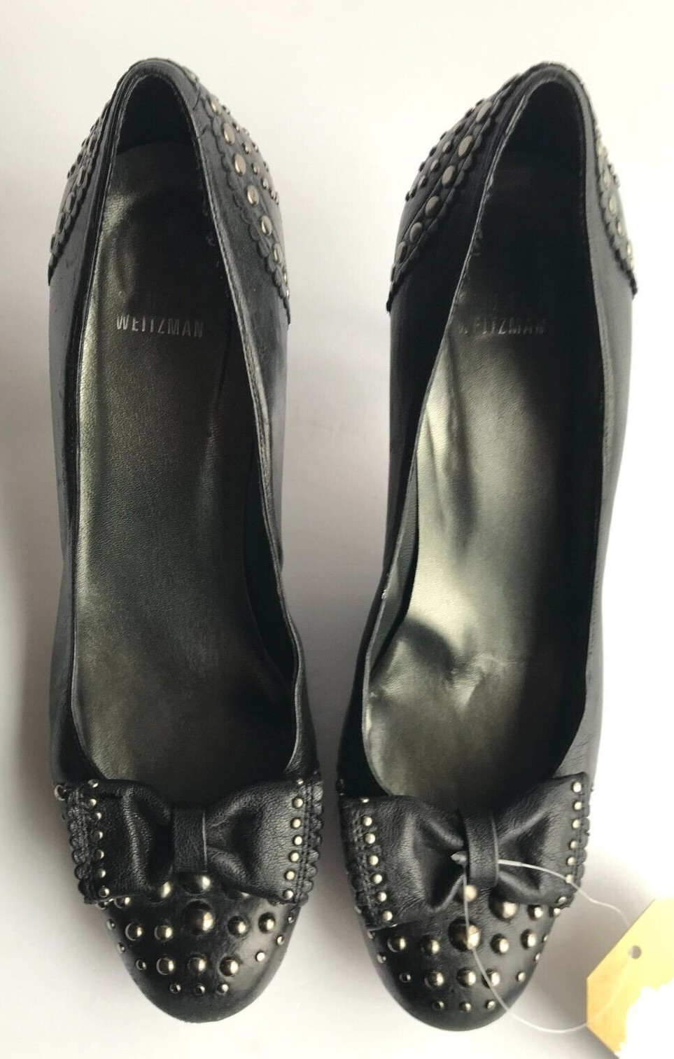 Stuart Weitzman Black Heels Studded W/ Bows, Size… - image 1