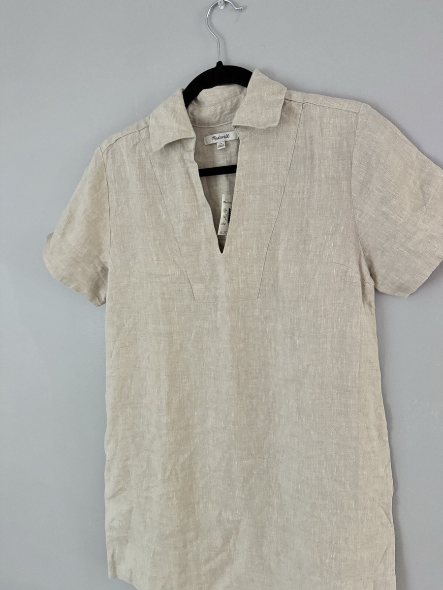 chinese dress ladies Madewell Blush Pink V-Neck Linen Blend Midi Dress main image 1