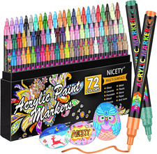 NICETY 72 Colors Acrylic Paint Pens Paint Markers, Extra Fine Tip Point Acrylic