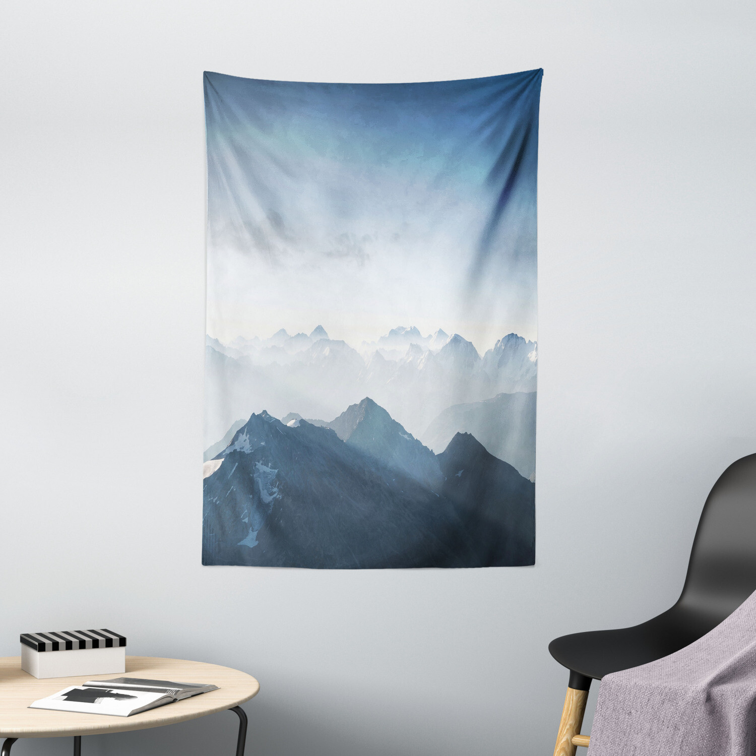 Nature Tapestry Foggy Morning Mountain Print Wall Hanging Decor