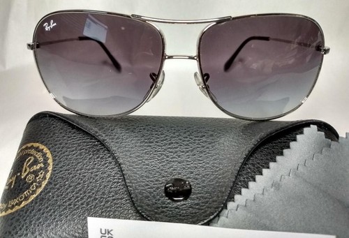 RAY-BAN RB3267 METAL AVIATOR SUNGLASSES – SILVER / GREY BLUE– 64/13 125