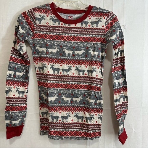 Children’s Place Unisex Kids Holiday 2-Piece Pajama Set w/Moose in Grey/Red - Picture 2 of 8