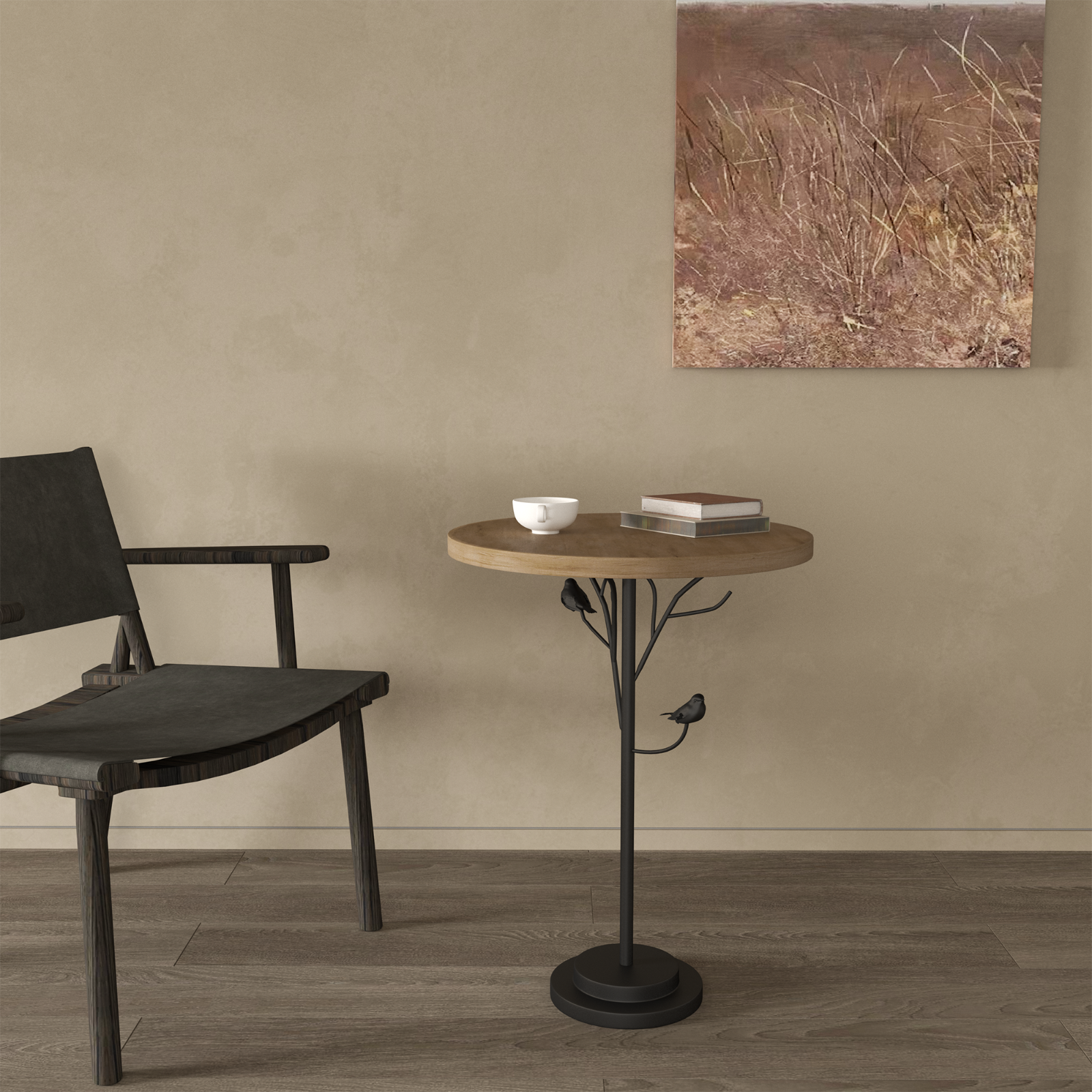 Round Side Table, Small Drink Table for Small Spaces, Modern Accent End Table Co