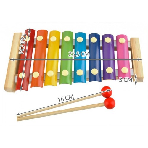 Xylophone en Bois Jouet d'éveil Musical pour Enfant 8 Clés Tons + 2 Maillets - Photo 3/5