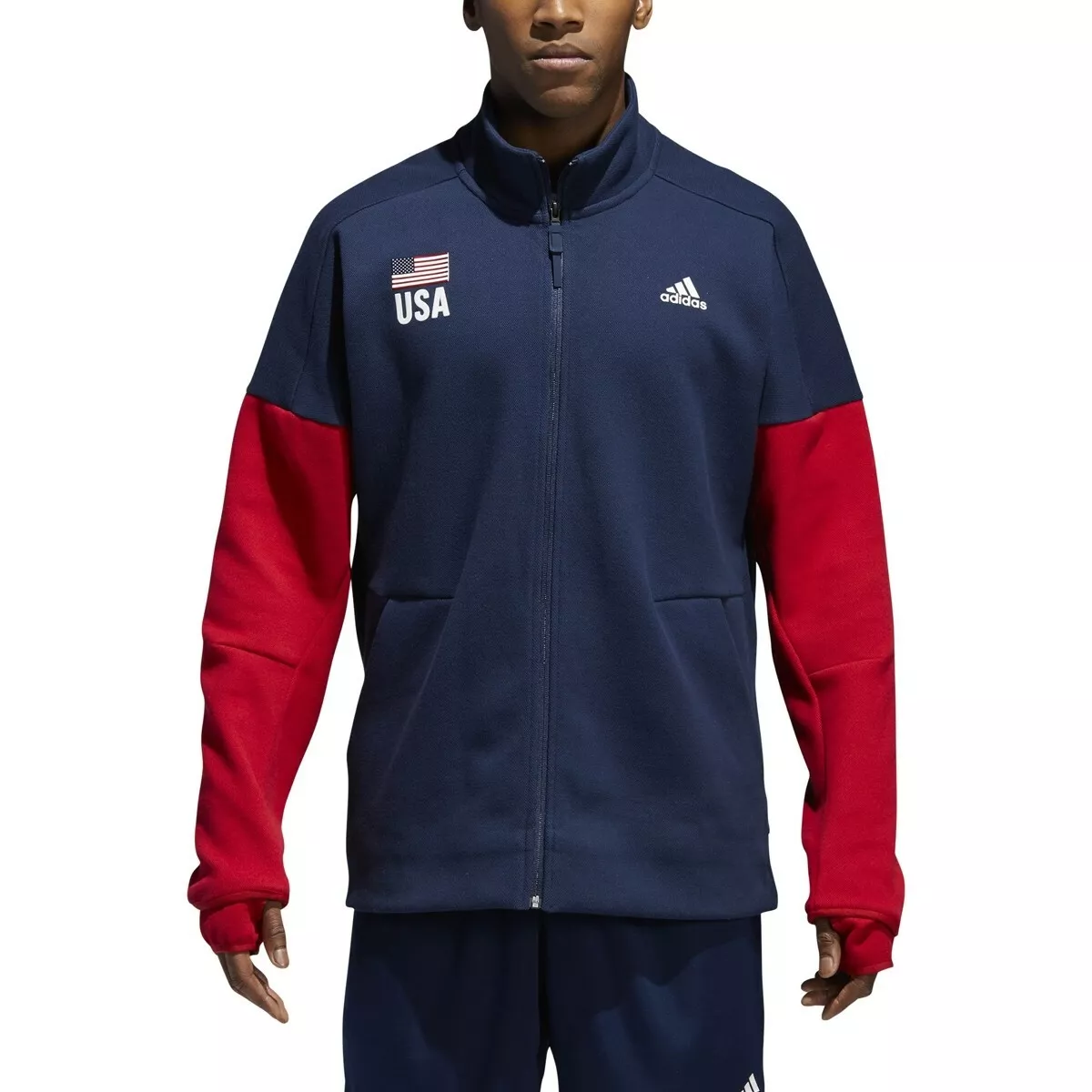 USA Volleyball Adidas Mens Warm Up Full Zip Jacket CF1599 Navy